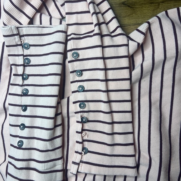 MAEVE puffed -Sleeve Striped Ribbed Top - Picture 6 of 6